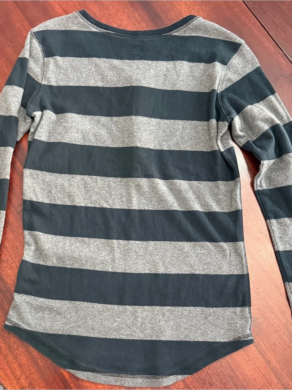Nike Black and Gray Striped Long-Sleeve Henley Top